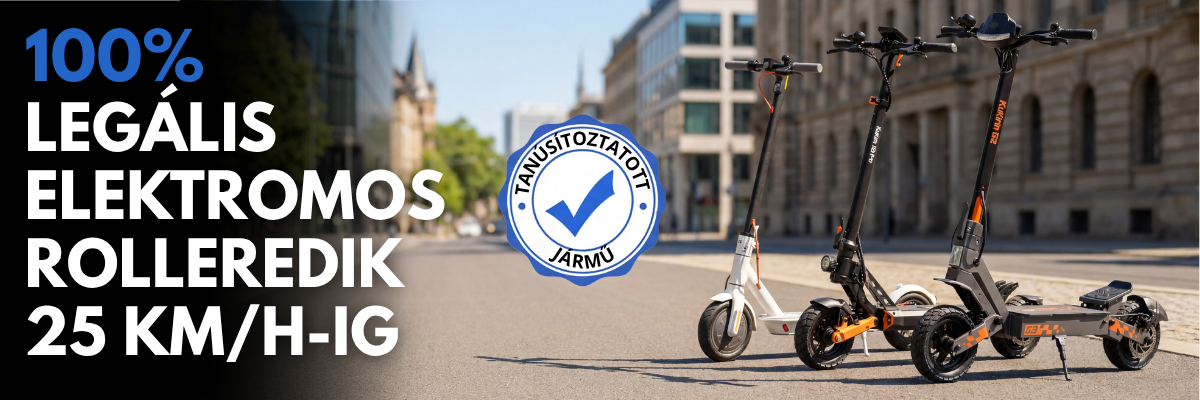 100%-ban legális elektromos rollerek 25 km/h-ig